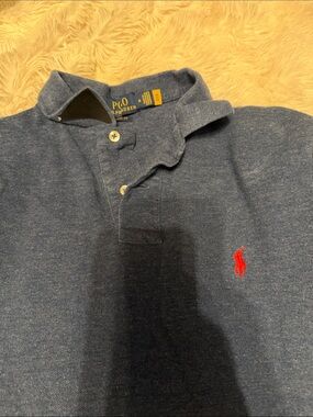 Polo by Ralph Lauren Men’s Heather Navy Polo with Red Pony Logo